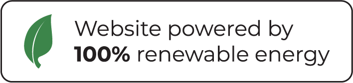 Green WordPress hosting badge: website powered by 100% renewable energy